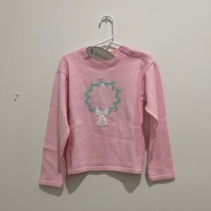 Pink Kids Sweater with Wreath Design
